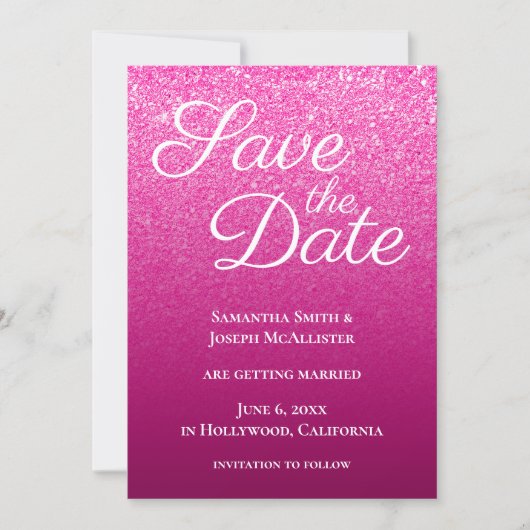 Heet Roze Wijn Moderne Gradiënt Save The Date (Voorkant)