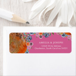 Heet Roze Wilde Bloem Bruiloft RSVP Retouradres Etiket