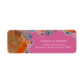 Heet Roze Wilde Bloem Bruiloft RSVP Retouradres Etiket (Voorkant)