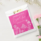 Heet Roze Wilde Bloemen Geschetste Bloem Bedankzakje (Gezegeld)