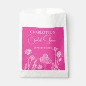 Heet Roze Wilde Bloemen Geschetste Bloem Bedankzakje (Voorkant)