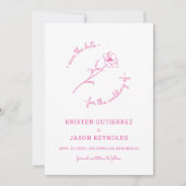 Heet roze Wildflower Bewaar de datum Kaart (Voorkant)