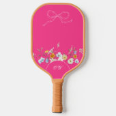 Heet Roze Wildflower Bow Bloemen Initialen Monogra Pickleball Paddle (Achterkant)