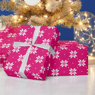 Heet Roze Winter Kerst Patroon Cadeaupapier