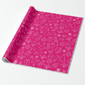 Heet Roze Winter Kerst Patroon Cadeaupapier (Uitgerold)