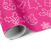 Heet Roze Winter Kerst Patroon Cadeaupapier (Rol Hoek)