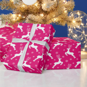 Heet Roze Winter Kerst Rendier Cadeaupapier