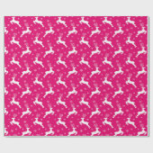 Heet Roze Winter Kerst Rendier Cadeaupapier (Vlak)
