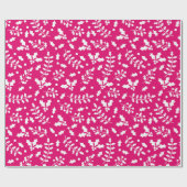 Heet Roze Winter Kerstmis Hulst Cadeaupapier (Vlak)