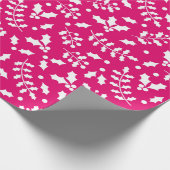 Heet Roze Winter Kerstmis Hulst Cadeaupapier (Hoek)