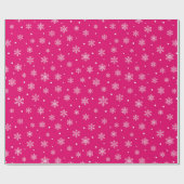 Heet Roze Winter Sneeuwvlokken Kerstmis Cadeaupapier (Vlak)