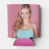 Heet Roze Wit 21e Verjaardag Naam Foto Blikjeskoeler (Achterkant)