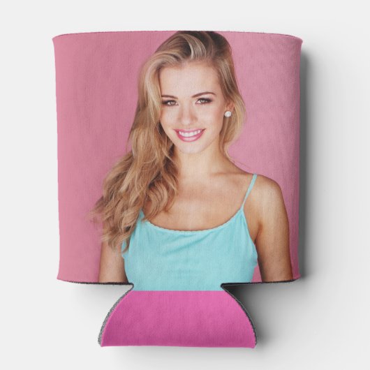 Heet Roze Wit 21e Verjaardag Naam Foto Blikjeskoeler (Achterkant)