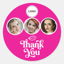 Heet Roze Wit 3 Foto Make-up Logo Bedankt
