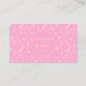 Heet roze wit bloemenbohemian moderne bruiloft plaatskaartje (Achterkant)