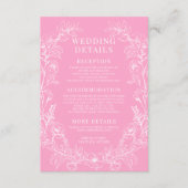 Heet roze wit bloemenkrans bruiloft details Kaart (Voorkant)