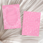 Heet roze wit bloemenkrans bruiloft details Kaart