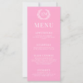 Heet roze wit bloemenretro elegant huwelijksmenu (Voorkant)