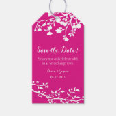 Heet Roze Wit Bloemhuwelijk Sla de Datum Labels Cadeaulabel (Voorkant)