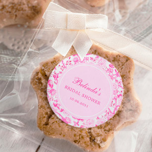 Heet Roze Wit Chinoiserie Bloemen Vrijgezellenfees Ronde Sticker