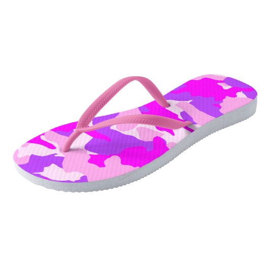 Heet Roze Wit en Paarse Camo Militaire Teenslipper Teenslippers (Schuin)