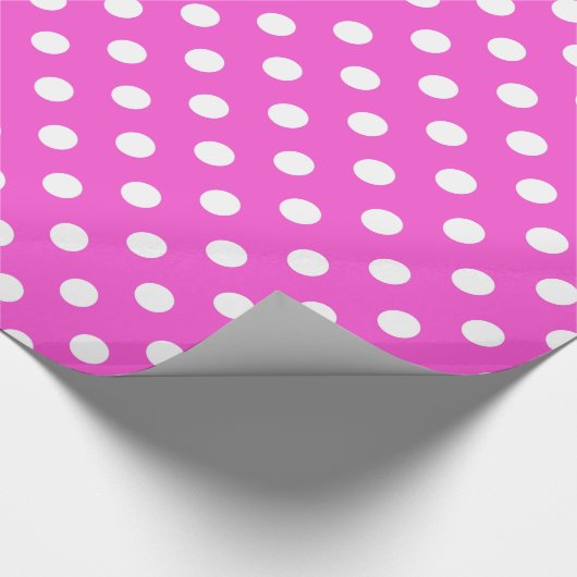 Heet Roze Wit Extra Groot Polka Dot Patroon Cadeaupapier (Hoek)