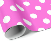 Heet Roze Wit Extra Groot Polka Dot Patroon Cadeaupapier (Rol Hoek)