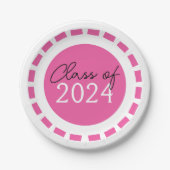 Heet Roze & Wit Filmstrip Klasse Jaar Afstuderen Papieren Bordje (Voorkant)