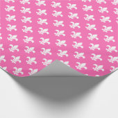Heet roze wit Fleur de Lis patroon Cadeaupapier (Hoek)