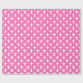Heet roze wit Fleur de Lis patroon Cadeaupapier (Vlak)