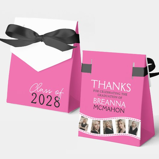 Heet Roze & Wit Fotocollage Filmstrip Favor Box Bedankdoosjes