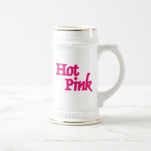 Heet Roze wit linker hand stein gouden trim Bierpul