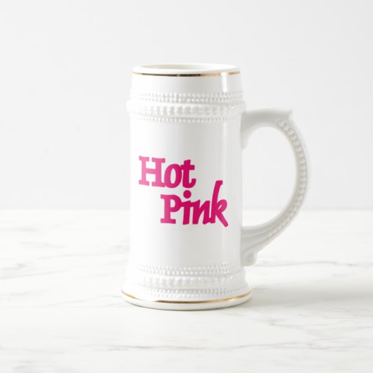Heet Roze wit linker hand stein gouden trim Bierpul (Rechts)