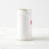 Heet Roze wit linker hand stein gouden trim Bierpul (Center)