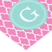 Heet Roze Wit Marokkaans #4Sm Aqua Rnd Monogram Korte Tafelloper (Hoek)