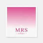 Heet Roze & Wit Ombre Mevrouw Vrijgezellenfeest Br Servet (Voorkant)