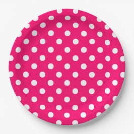 Heet roze wit polka stippen patroon papieren bordje