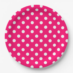 Heet roze wit polka stippen patroon papieren bordje