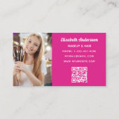 Heet roze wit qr code foto make-up klantenkaartje (Achterkant)