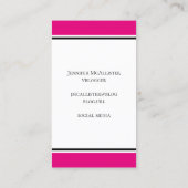 Heet Roze Wit Streeppatroon Zwart Monogram Visitekaartje (Achterkant)