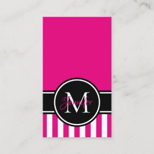 Heet Roze Wit Streeppatroon Zwart Monogram Visitekaartje