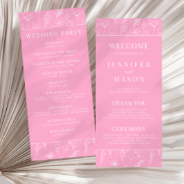 Heet roze wit wildflower blooms bruiloft programma
