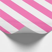 Heet Roze, Wit XL Strepen Patroon Cadeaupapier (Hoek)