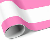 Heet Roze, Wit XL Strepen Patroon Cadeaupapier (Rol Hoek)