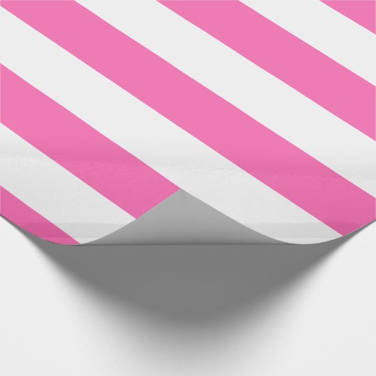Heet Roze, Wit XL Stripes Patroon Cadeaupapier (Hoek)