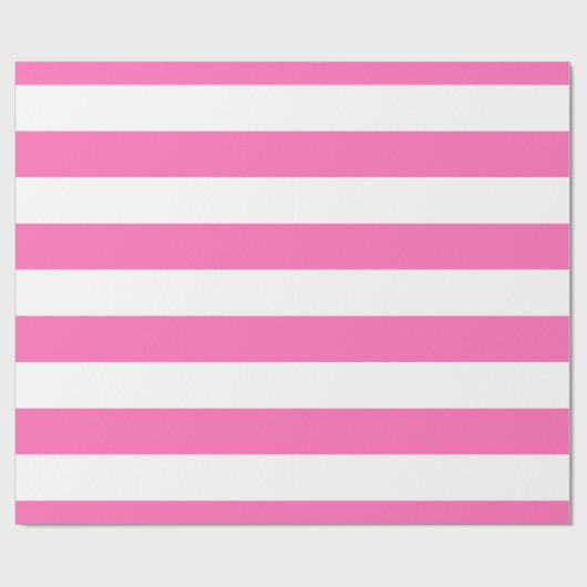 Heet Roze, Wit XL Stripes Patroon Cadeaupapier (Vlak)