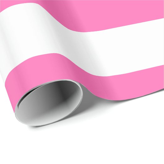 Heet Roze, Wit XL Stripes Patroon Cadeaupapier (Rol Hoek)