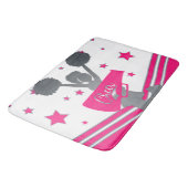 Heet Roze Wit Zilveren Sterren Cheer Cheerleading Badmat (Gekanteld)