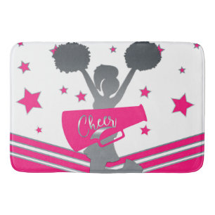 Heet Roze Wit Zilveren Sterren Cheer Cheerleading Badmat