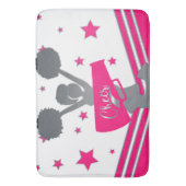 Heet Roze Wit Zilveren Sterren Cheer Cheerleading Badmat (Voorkant Verticaal)